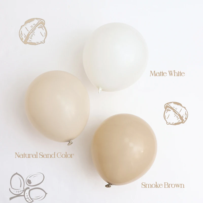 52pcs Smoke Brown Sand White Balloons Garland Set Neutral Balloon Party   Baby Shower Baptism Birthday Weddings Decorations