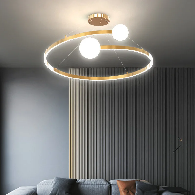 Nordic led luz de teto bola lustre anel luxo restaurante curva corredor sala estar quarto iluminação arte moderna decoração lâmpada ouro