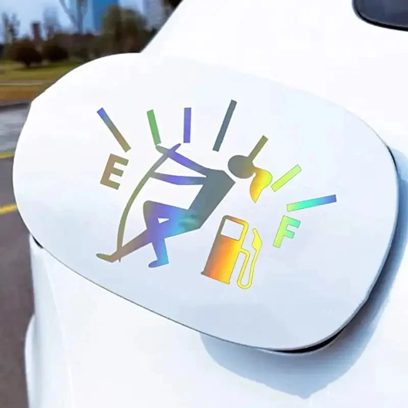 1Pc 12*8.5cm Car Auto Rear Body Laser Print Self Adhesive Sticker for Fuel Tank Cap