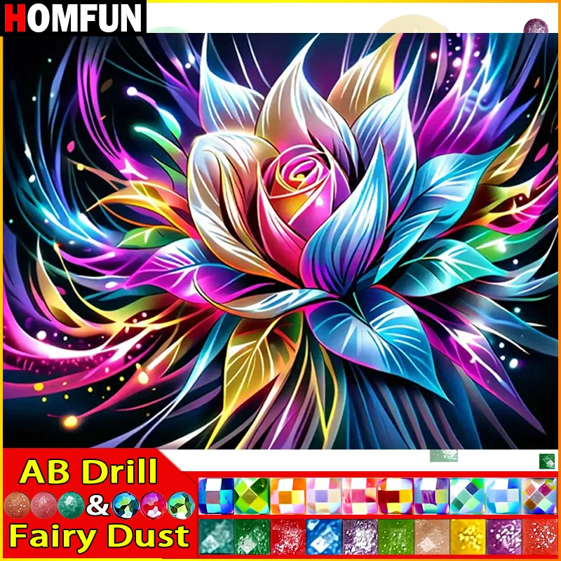HOMFUN Fairy Dust AB Diamond Painting Full Square/Round Diamond \