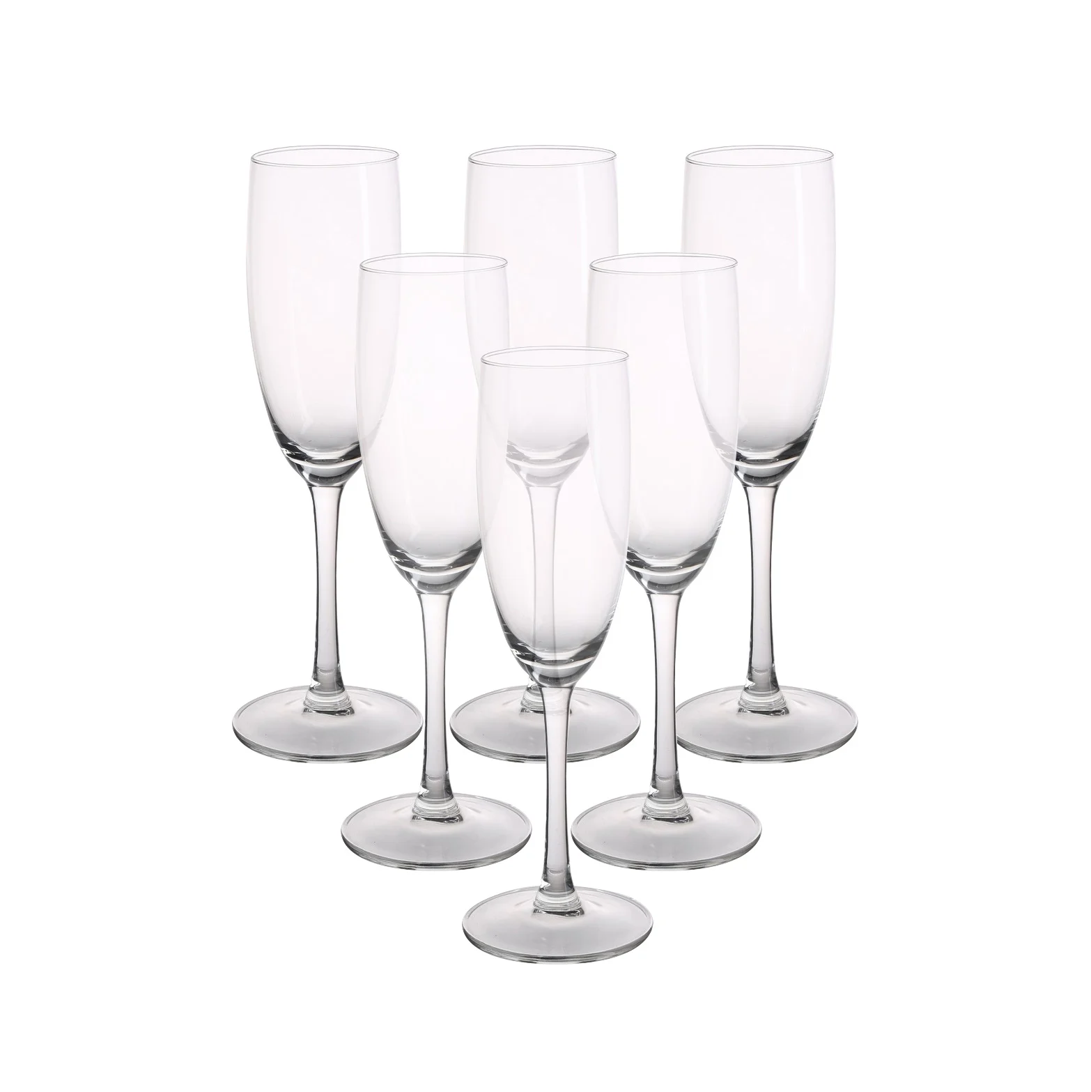 Glazen champagne glazen transparant Set 6 stuks 180ml Diamond
