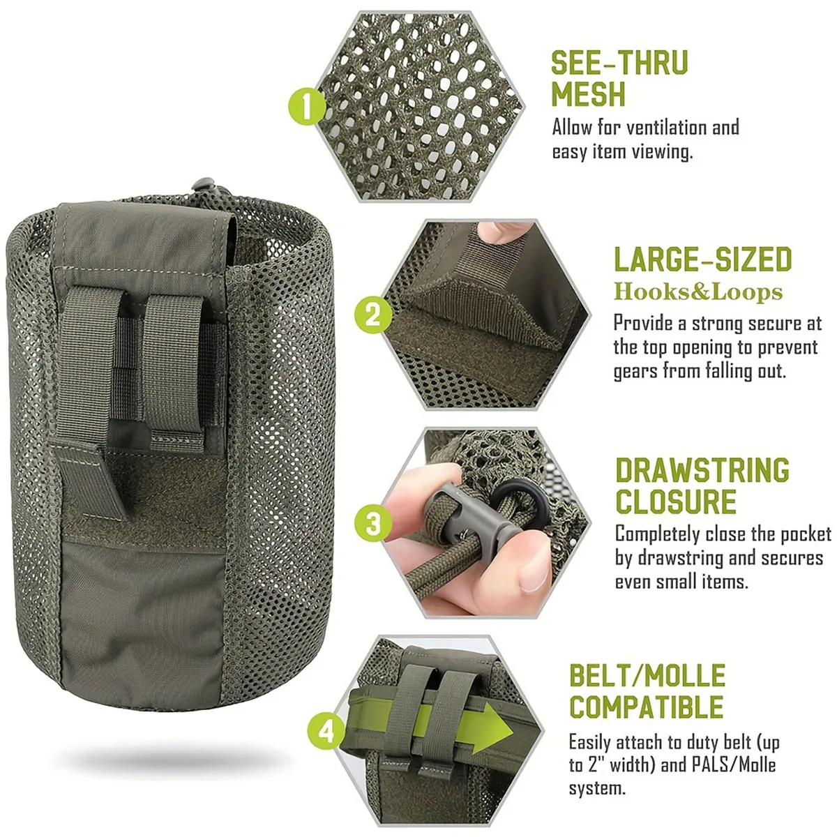 Tactical folding miscellaneous storage waist bag MOLLE Tactical mesh water bottle bag grid