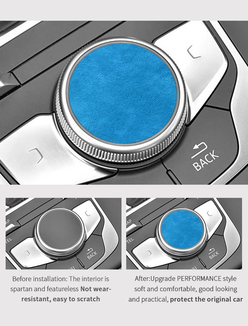 Für Audi 8V A3 S3 (2014-2019) Sportwagen Multimedia Knopf Trim Aufkleber Cover Panel aus Alcantara Innenzubehör – Detail 4