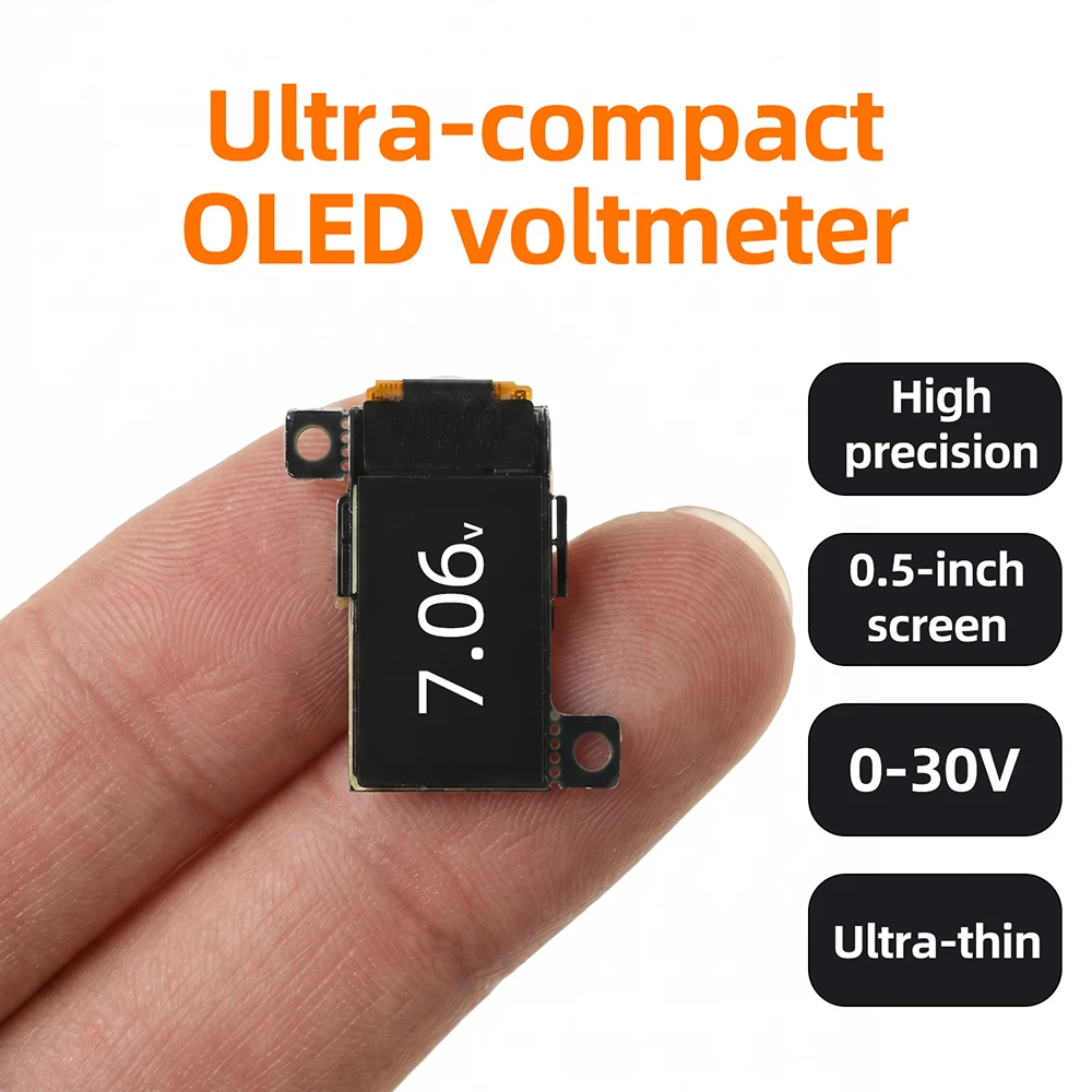 Voltímetro Digital Mini Ultrafino DC 0-30V com Display OLED de 0,5 polegadas, Medidor de Tensão, Monitor de Voltagem, Amostragem ADC de Alta Precisão de 12 bits