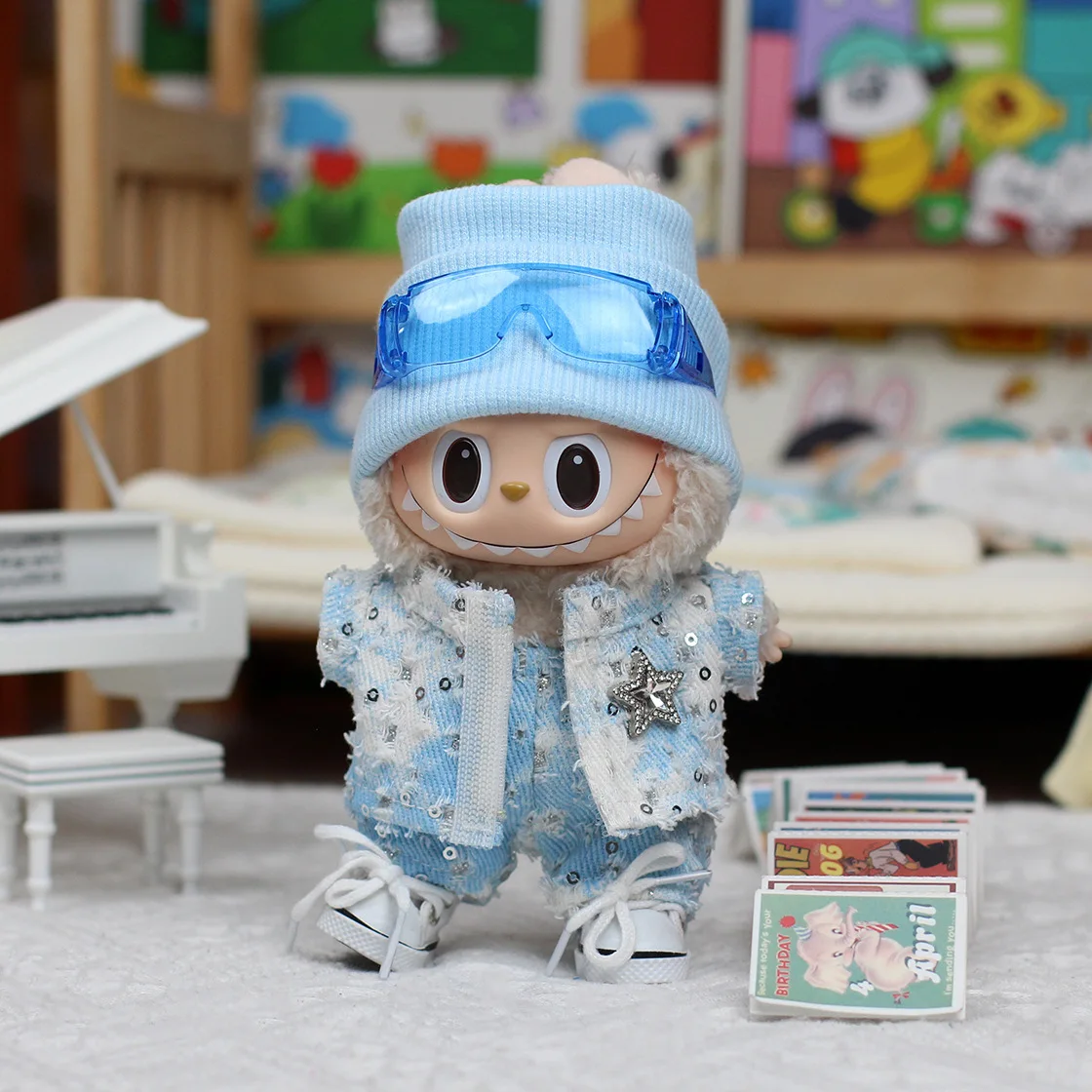 

Одежда для Labubu, модный джинсовый костюм, 17 см, кукла, игра-одевалка, виниловая подвеска, одежда для куклы, спортивная одежда «сделай сам», подарок для мальчика, игрушка