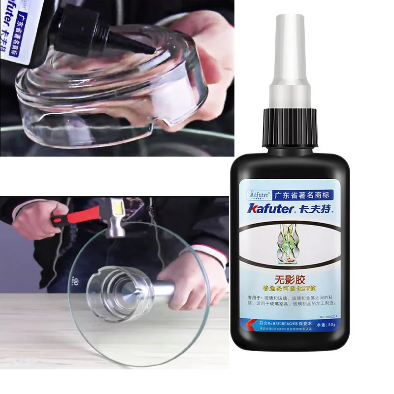 50/10ml Set UV Bonding & Welding Glue Kit Super Bonding UV Glue with Black Light, Quick-Drying for Bonding Glass, Metal Kafuter