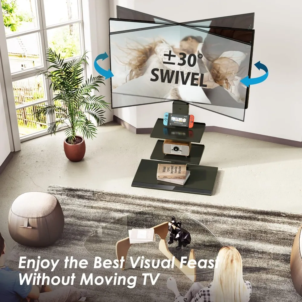 

Iron Base Universal Floor TV Stand with Swivel Tilt, TV Mount Stand for 32-75 Inch Screen