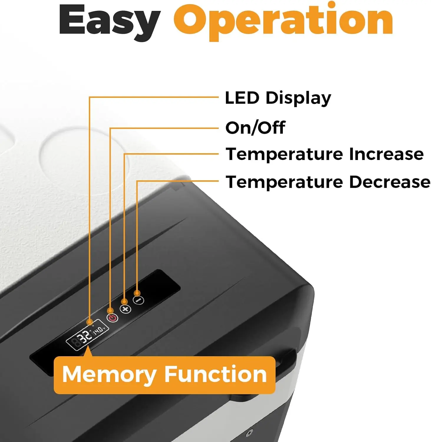 Portable 12V Compressor Refrigerator Freezer, 21QT Car Fridge with Securing Straps, Electric Cooler for Truck RV SUV Van Camping Travel, -4℉ to 68℉ Temperature Control, Plug-in Cooler with 1-Year Warranty - view 3