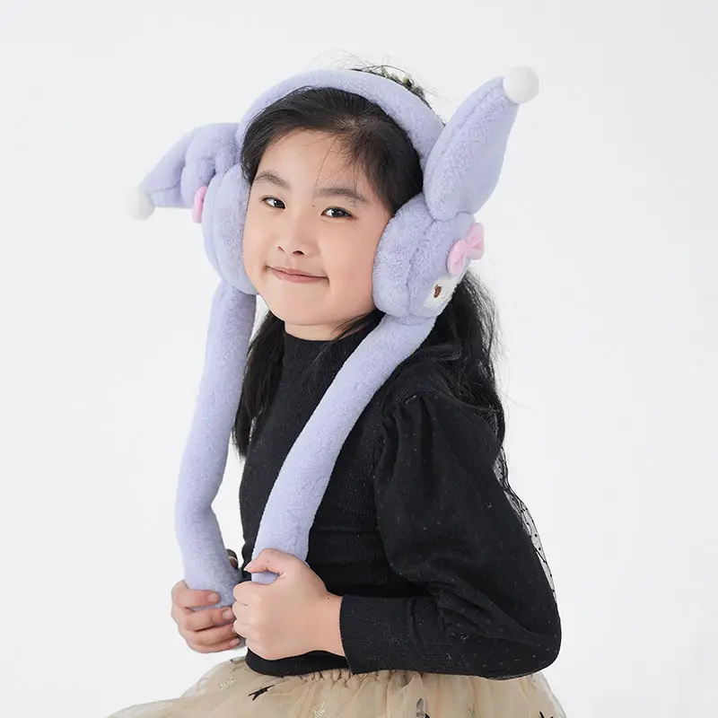 Kuromi protetor de orelha movendo orelhas de pelúcia quente cinnamoroll minha melodia bonito earflap inverno ao ar livre proteção contra frio orelha-muffs capa de ouvido presente