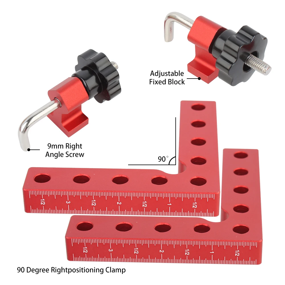 Imagem -02 - Graus em Forma de l Dispositivo Auxiliar Placa de Emenda Painel de Posicionamento Clipe Fixo Régua Quadrada do Carpinteiro Ferramenta para Trabalhar Madeira 2pc 90