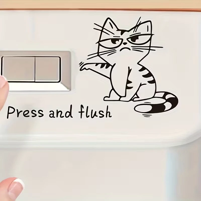 1/3pcs Cartoon Cat Toilet Sticker - 