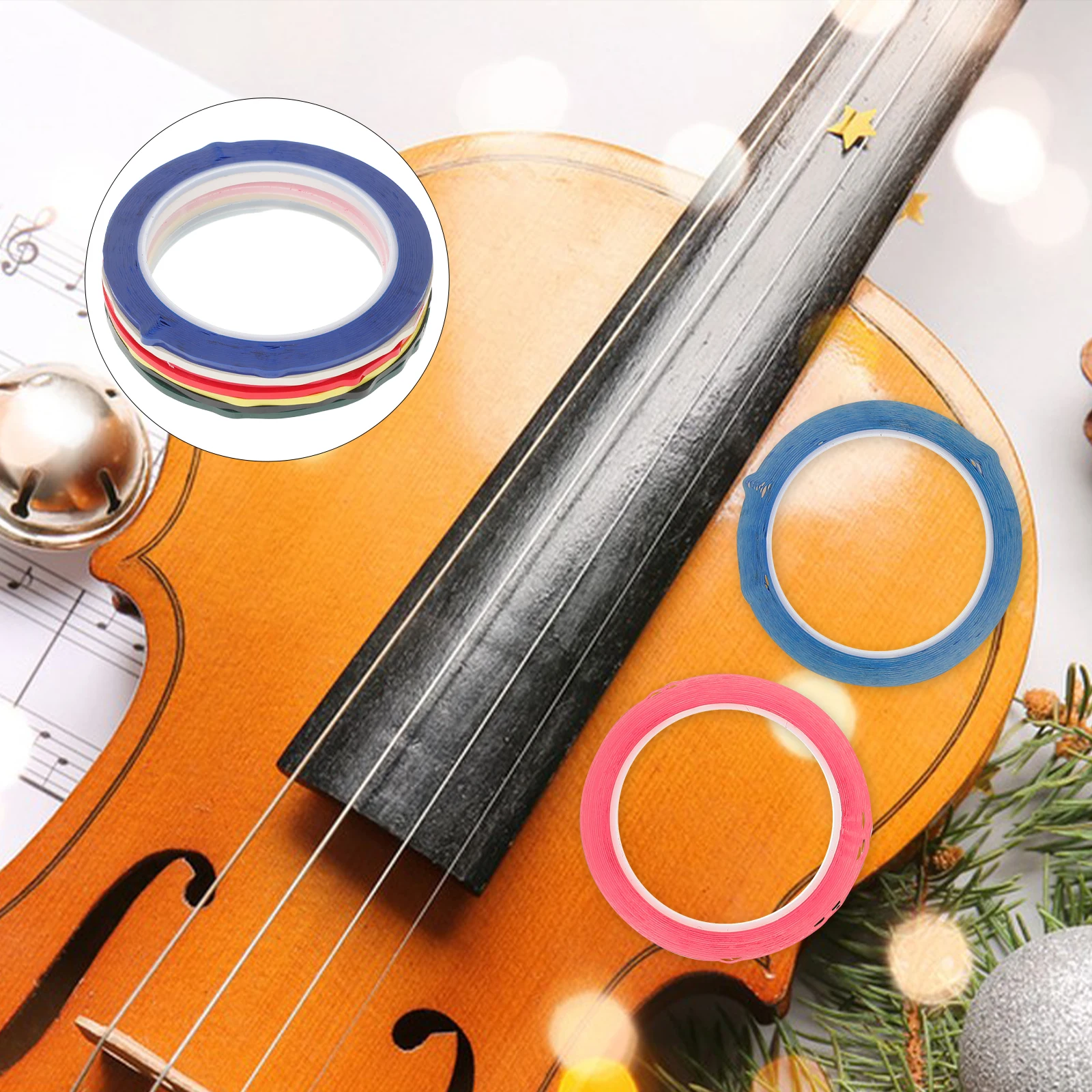 

7 Rolls Pointing Stickers Colorful Tape Finger Position for Violin Fingerboard Cello The Pet Fretboard Guide Beginners