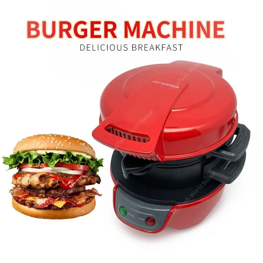 Mini Fully Automatic Burger Maker Electric Sandwich Maker, Black Breakfast Maker Hamburger