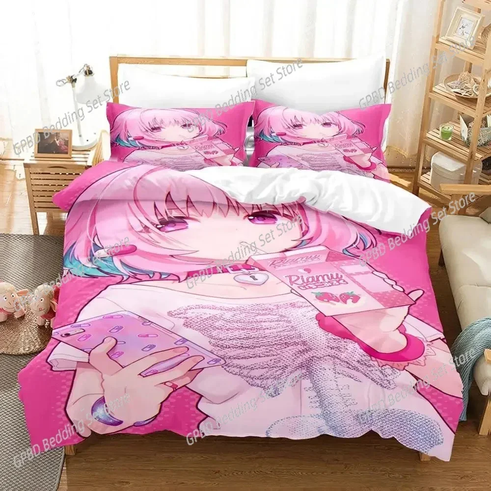 3d Printing Anime Riamu Yumemi Kawaii Girls Bedding Set Bedroom Soft Modern Bedspreads Comefortable Duvet Cover Quilt Pillowcase