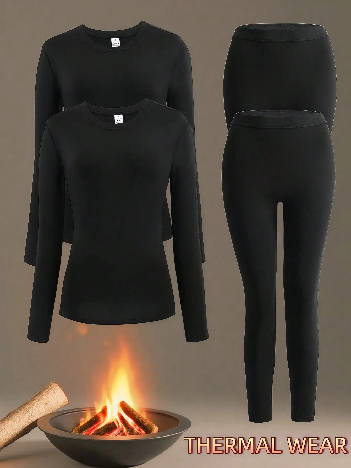 

Комплект из 4 предметов: женский термокомплект (футболка с длинным рукавом и леггинсы)