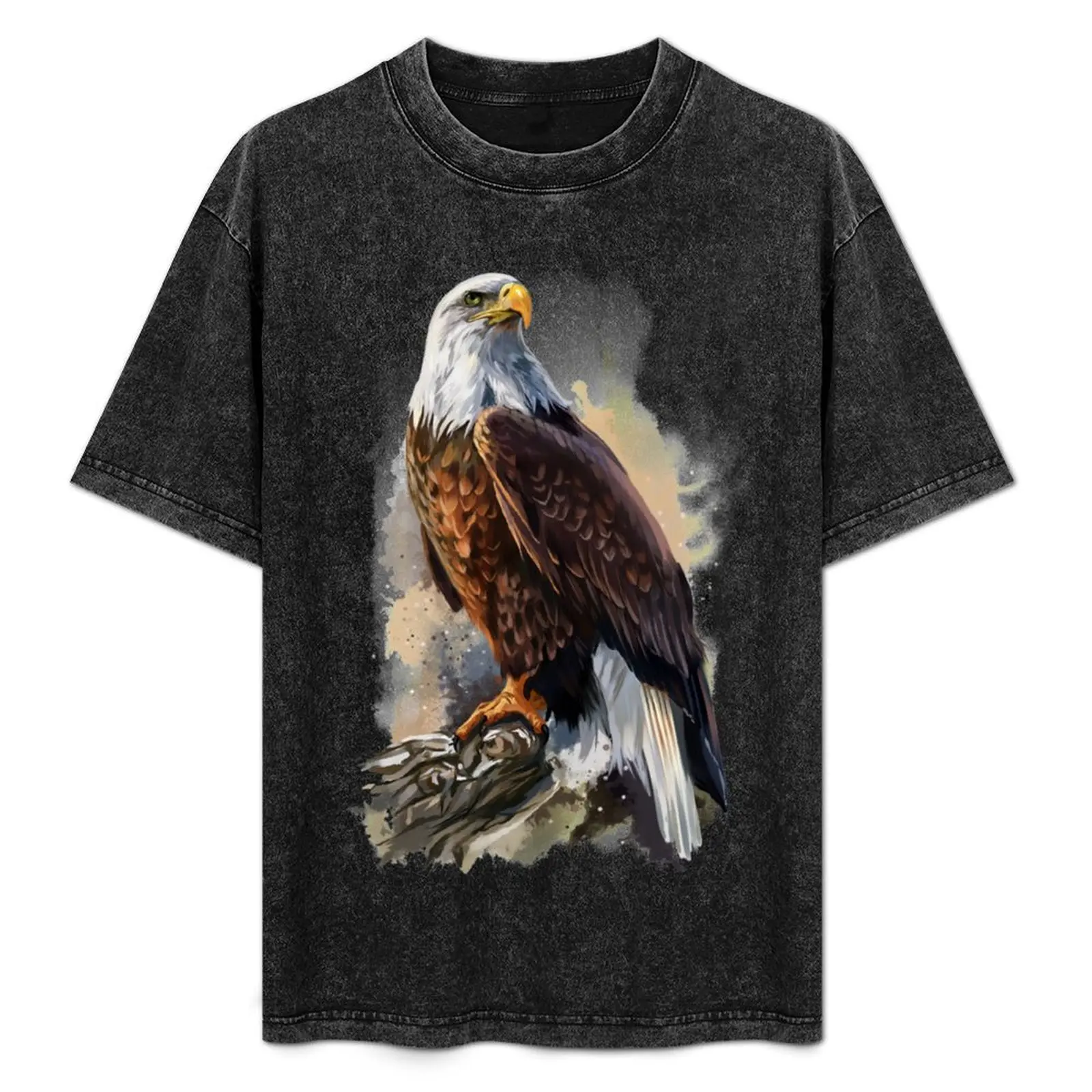 

Bald Eagle Watercolour T-Shirt Basic Solid Color Casual Tee Shirt