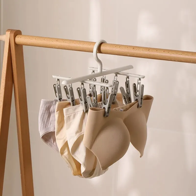 Socks Drying Rack with 10 Clips, Multi-Function Dormitory Student Home Balcony Drying Clips, Underwear Drying Clips