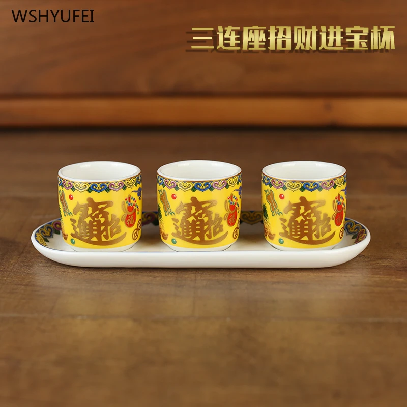 Buddhist artifacts Offering in Buddhist temples glass Used for prayer  tea cup set