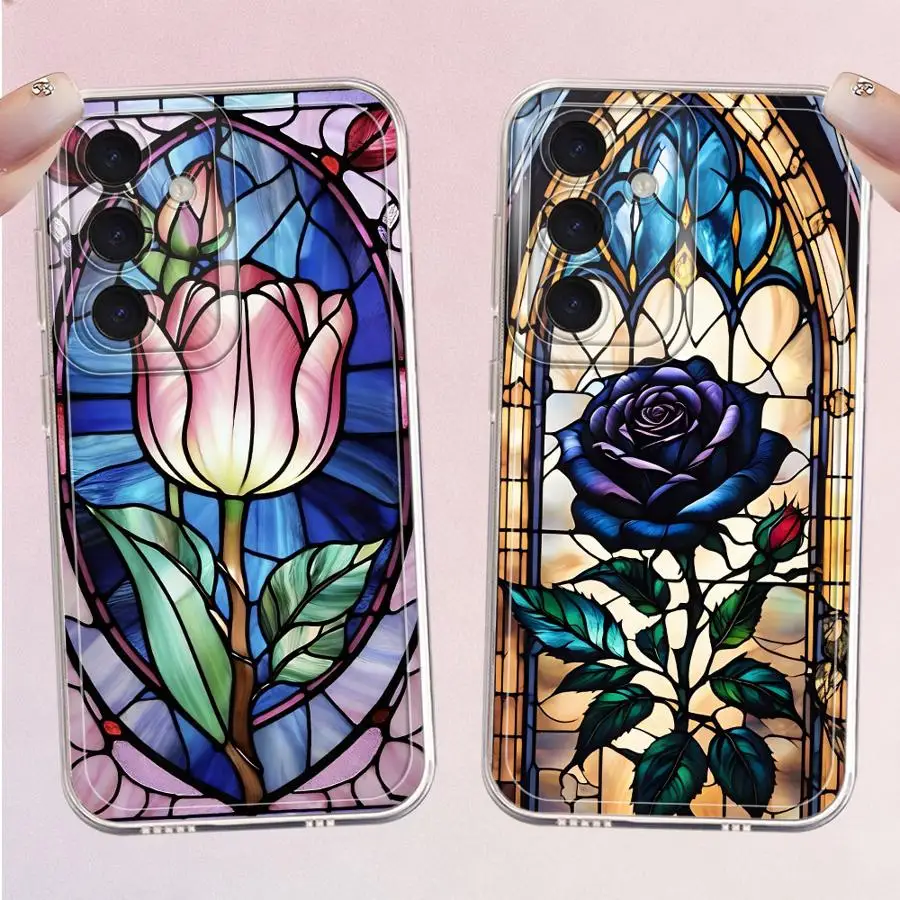 Colorful Window Flowers Phone Cover Case for Samsung Galaxy A56 A50 A26 A24 A55 A23 A36 A13 A34 A35 A52 A31 A54 A15 A33 A52 A25