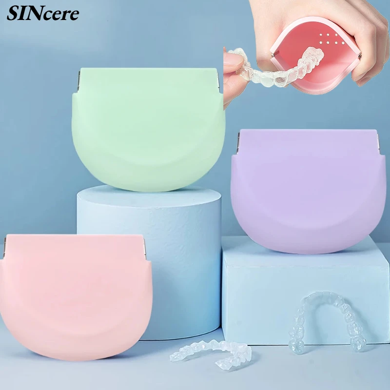 

Silicone Retainer Case Denture Case Sealed Braces Box Mouth Guard Container False Teeth Holder Oral Hygiene Supplies