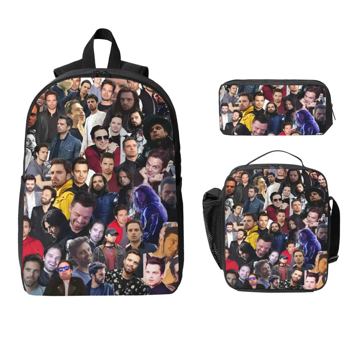 

Sebastian Stan College Backpack Student BookBag School Bag Computer Shoulder Bags 3ps Insulated Lunch Bag Pencil Case