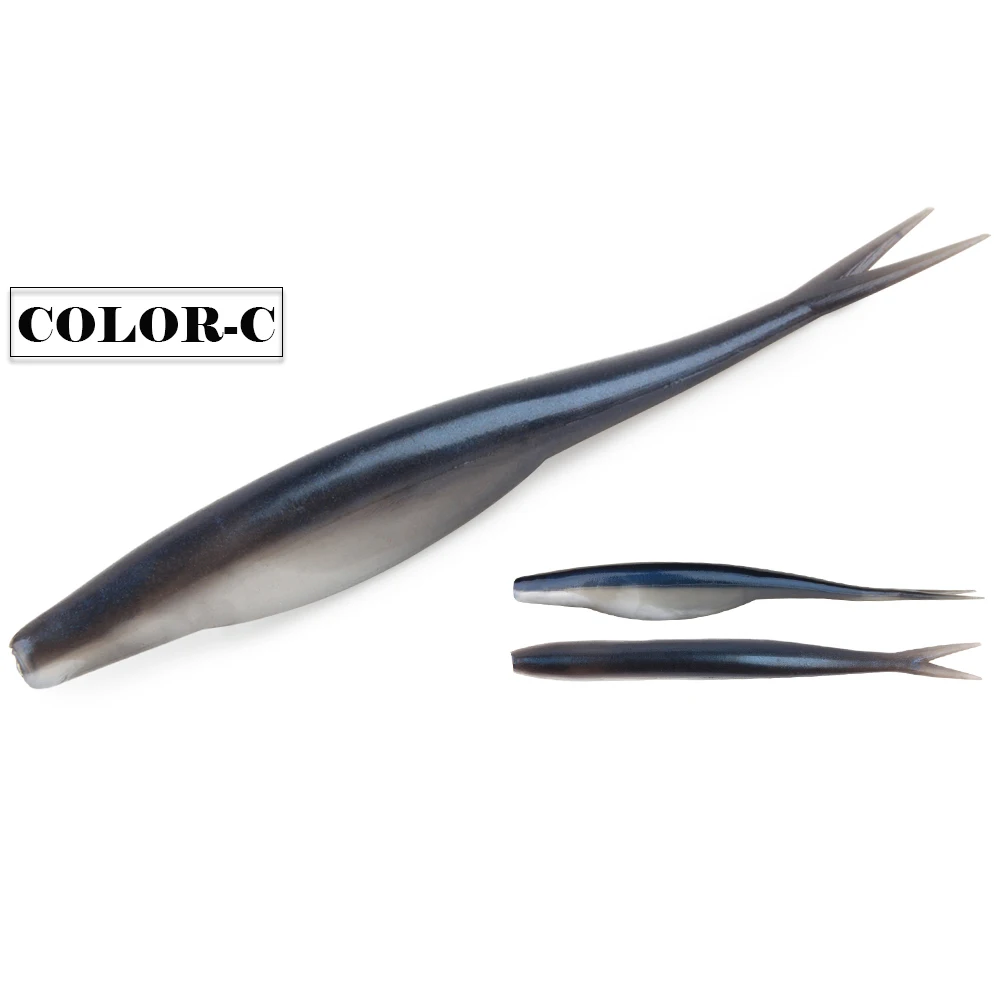 Spinpoler TPR Jerk Shad Leicht gegabelter Schwanz schwimmender künstlicher Silikon-Swimbait-Angelköder für Zander Hechtbarsch Bass Pesca