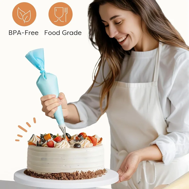Cake Decorating Kit With Turntable, Icing Piping Tips, Spatulas & Scrapers, Complete Baking Tools Set For Beginners,5 Colors  ﻿