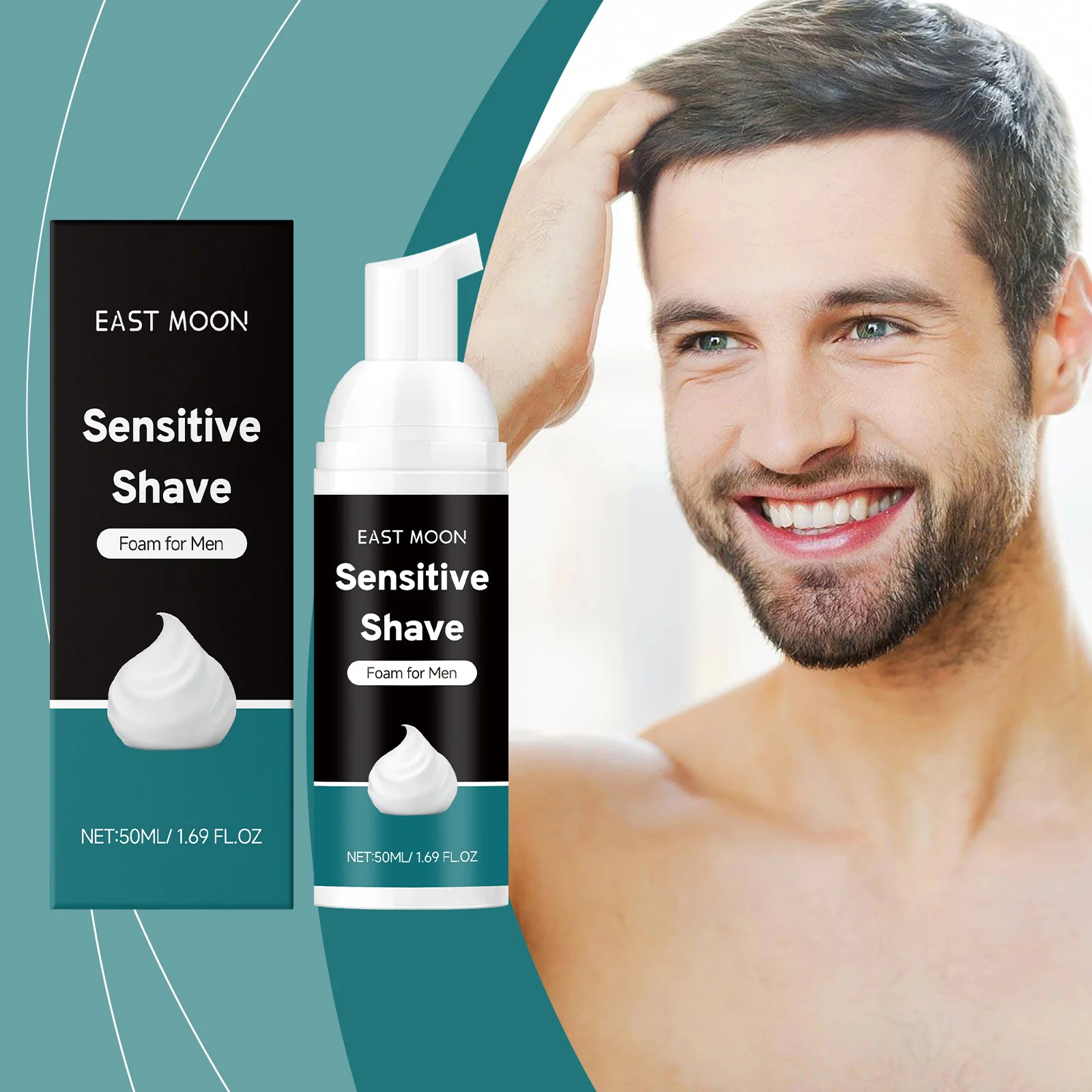 Mousse de afeitar de Aloe para hombres, 50ml, mantiene el refrescante, cómoda, suaviza la barba, no irritante, limpieza profunda, crema para el cuidado de la piel