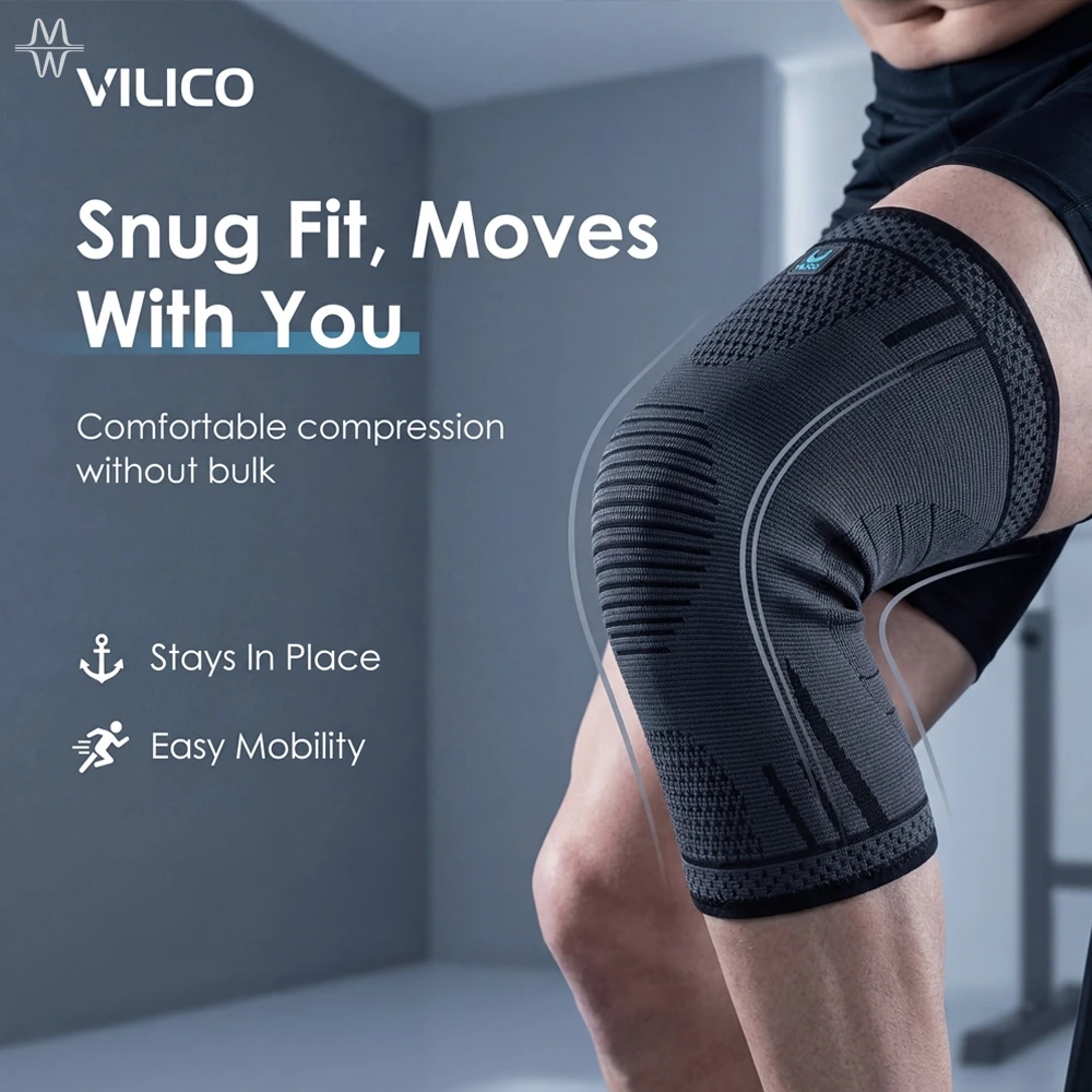 Compression Knee Brace With Side Support Springs Elastic Breathable Knee Sleeve 1Pc For Basketball Volleyball Gym Running Fitnes - view 5
