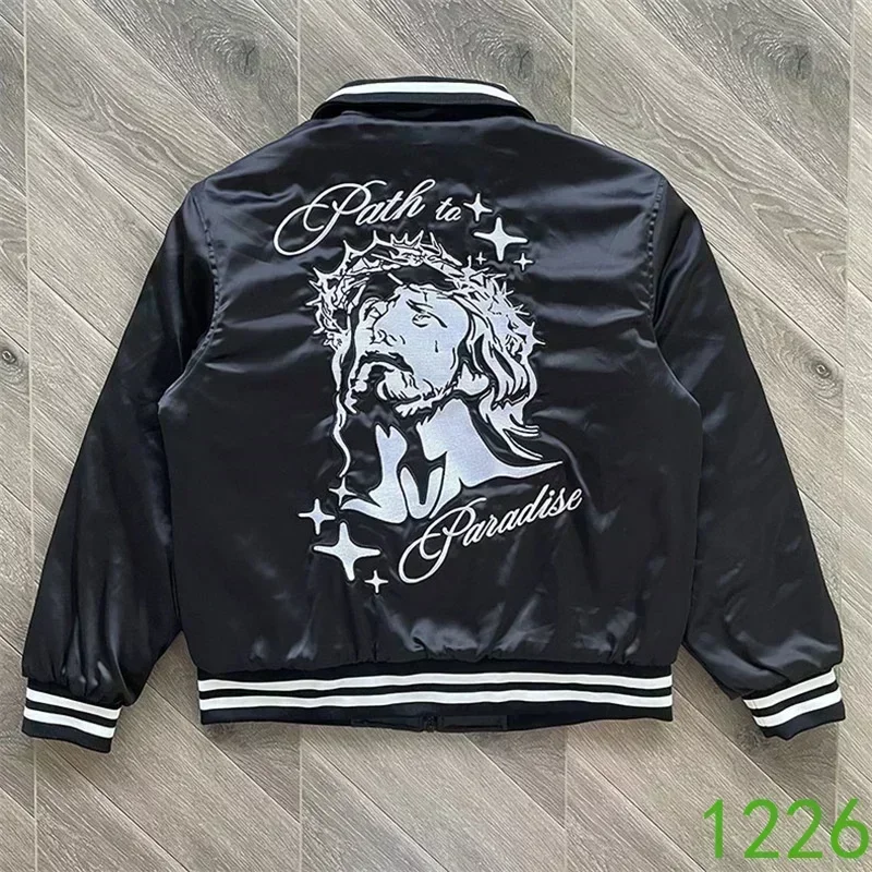 2024ss Green Bomber Jackets Men Women Best Quality Heavy Embroidery Oversized Jacket