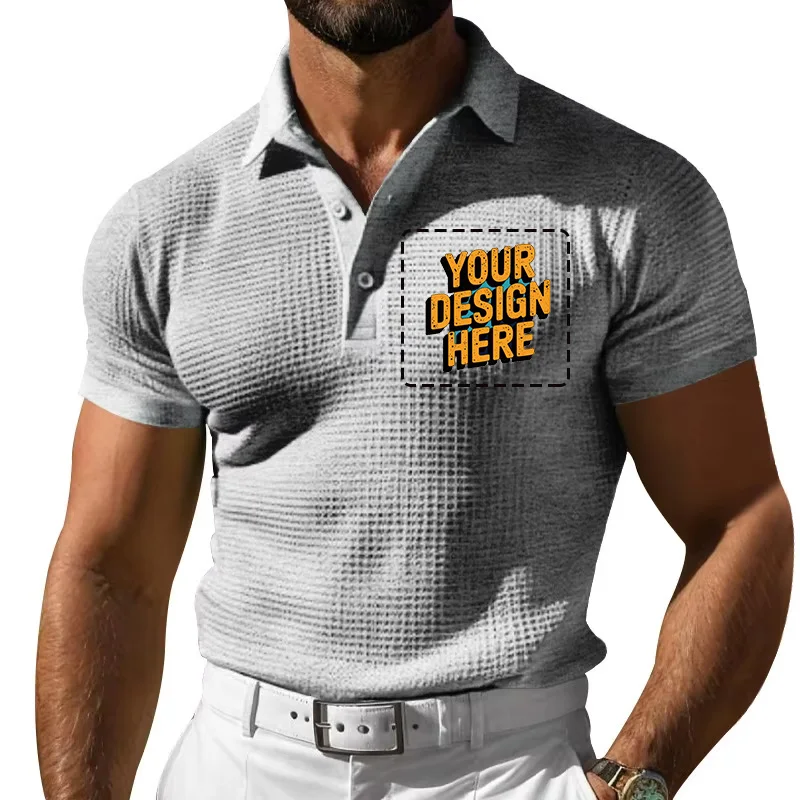 Summer 2025 New Men's Polo Shirt Short-sleeved Button T-shirt Top Free Print Logo Design  Df-88
