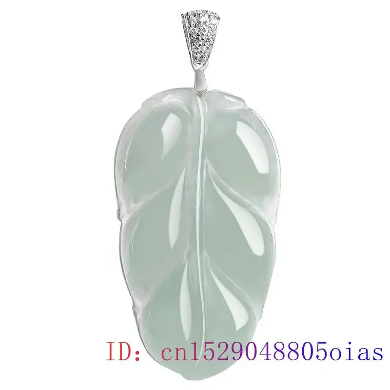 Burmese Jade Leaf Pendant 925 Silver Gemstone Talismans Jewelry Natural White Choker Man Necklace Jadeite Luxury Necklaces