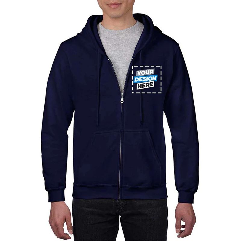 Logotipo personalizado 285gsm escovado zíper novo outono inverno casual grosso algodão masculino topo cor sólida hoodies moletom