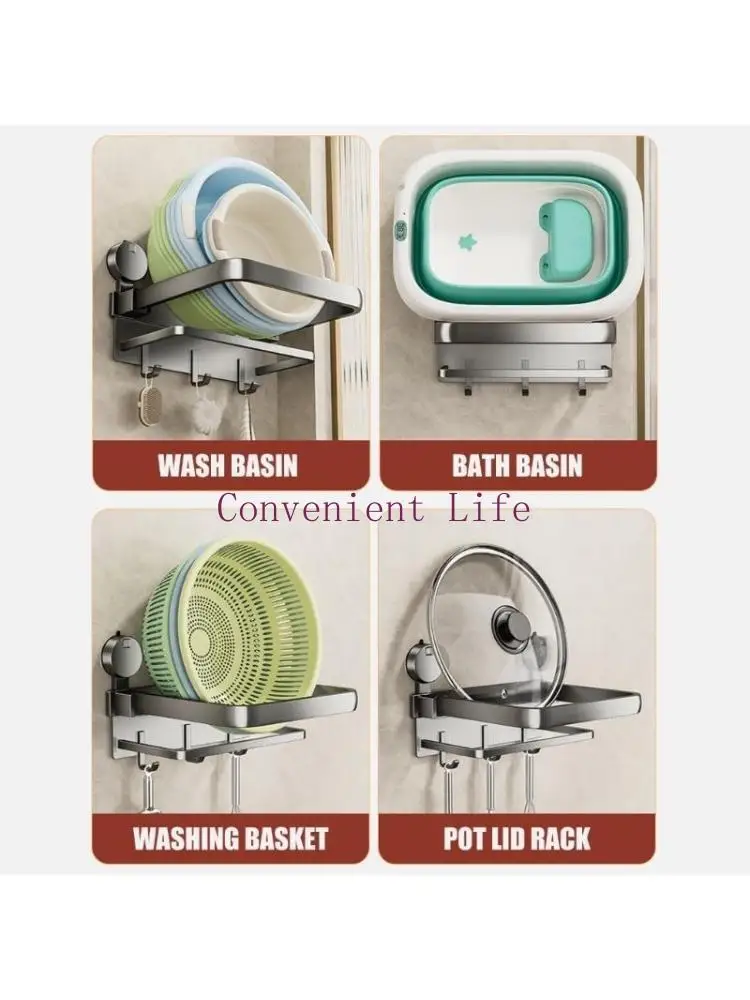 رف مناشف قابل للطي L1EE مع منظمات مثبتة على الحائط لأكواب الشفط للاستخدام متعدد الوظائف في الحمام والمطبخ والشرفة