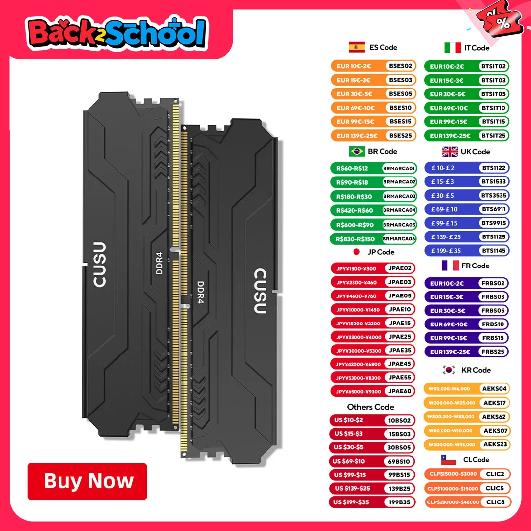 

CUSU DDR4 8GB 16GB 3200MHz 3600MHz DDR4 Ram Memory DDR5 4800MHz 5600MHz 6400MHz 32GB UDIMM 288pin Desktop Memory