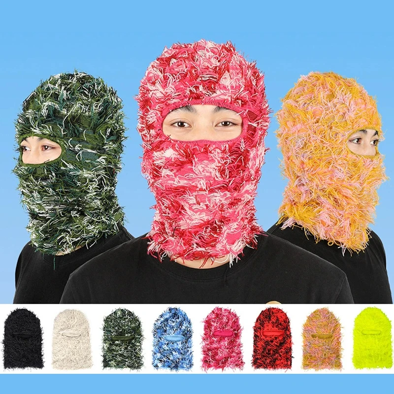 

Camouflage Woolen Hat, Knitted Balaclava, Winter Warm Ski Masks, Cycling Men Full Face Mask, Motorcycle Riding Caps, Outdoor,