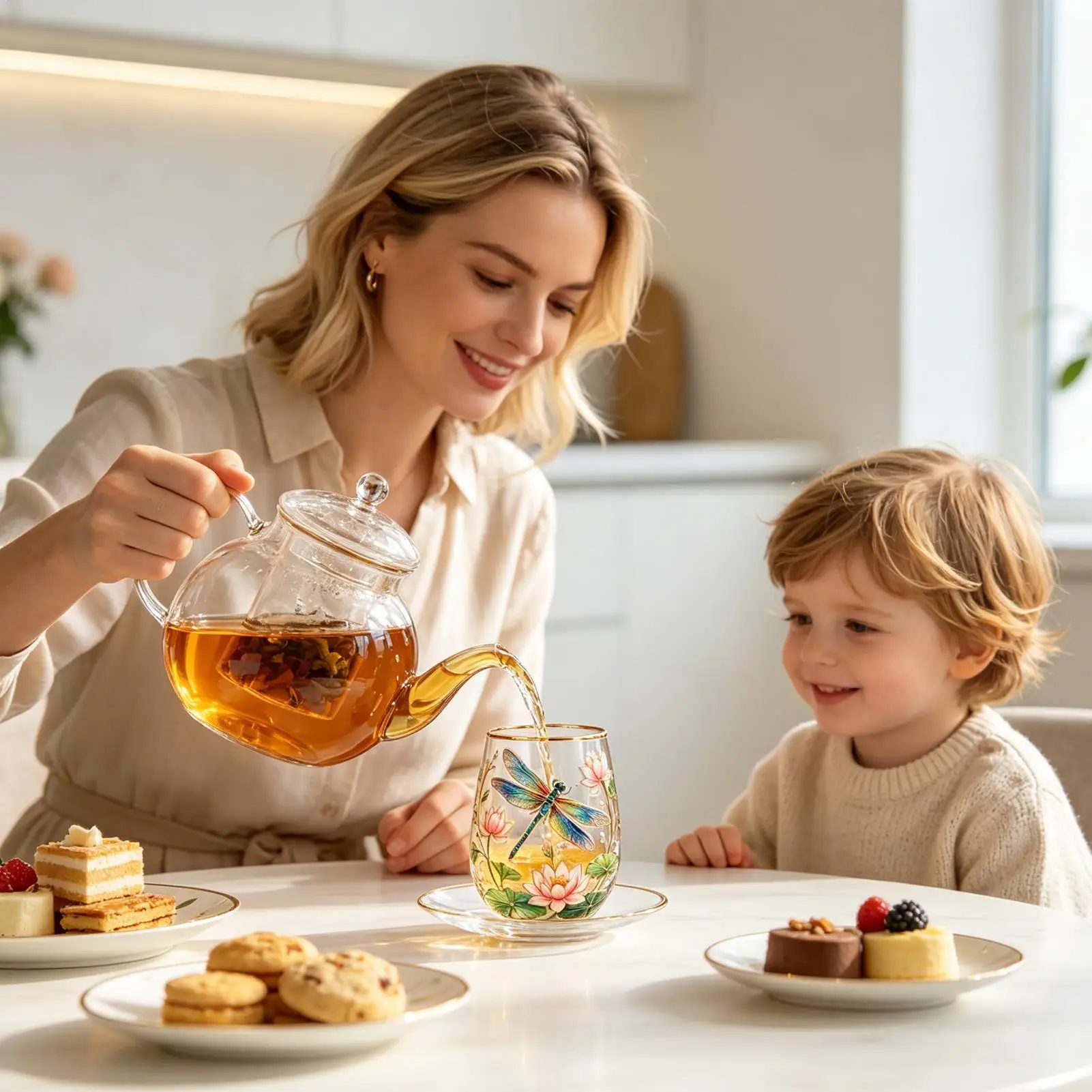 Glass Tea Mug Decorative Portable Glass Aesthetic Teacup Hummingbird Wine Cup For Women Men Family Beverage Indoor Kitchen Table