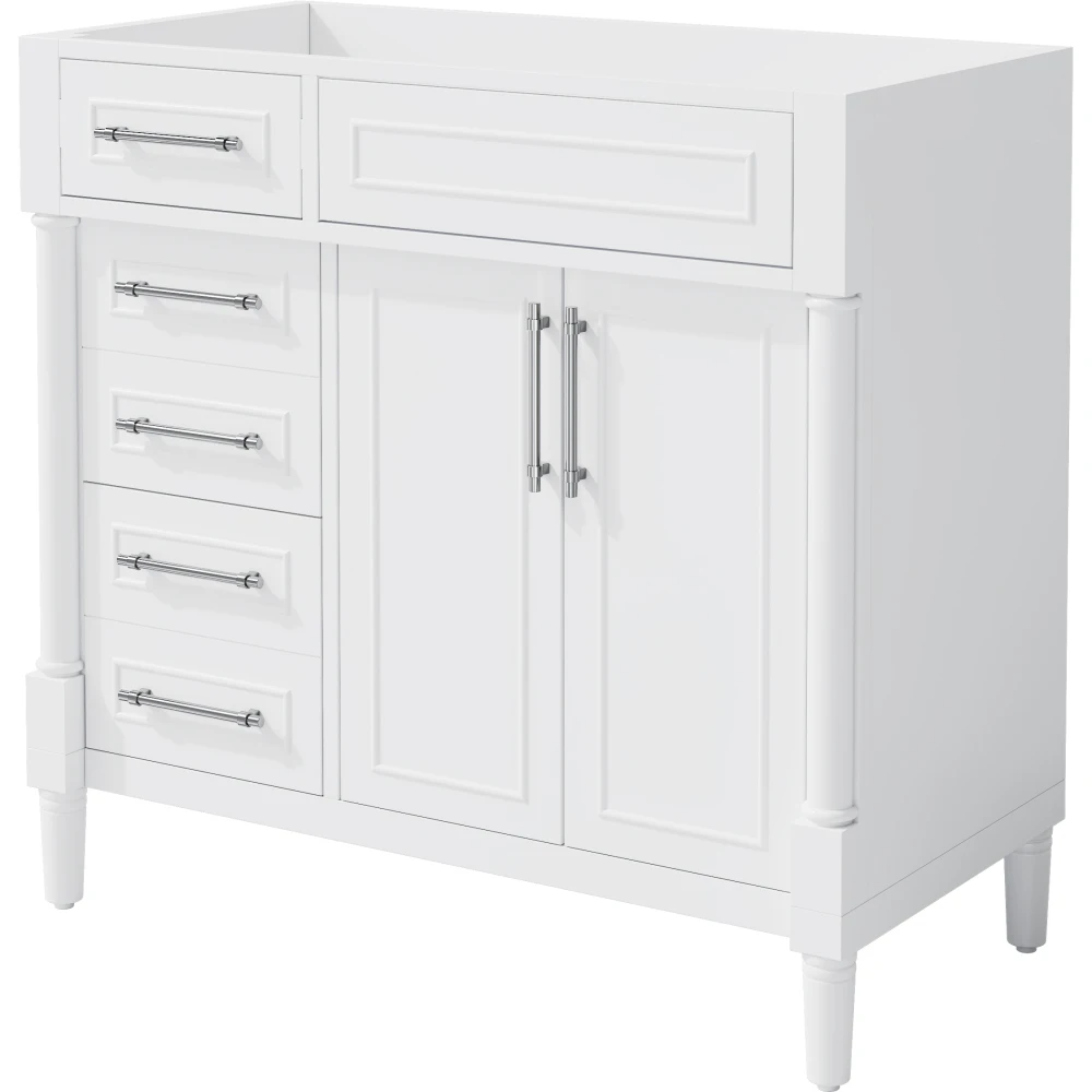

36'' Bathroom Vanity Without Sink, Freestanding Bathroom Storage Cabinet With 2 Drawers And A Tip-out Drawer, Solid Wood Frame V