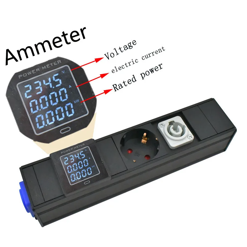 PDU power board Schuko NAC3MPA NAC3MPB input/output sound plug socket 1-10AC EU aviation combination socket with ammeter