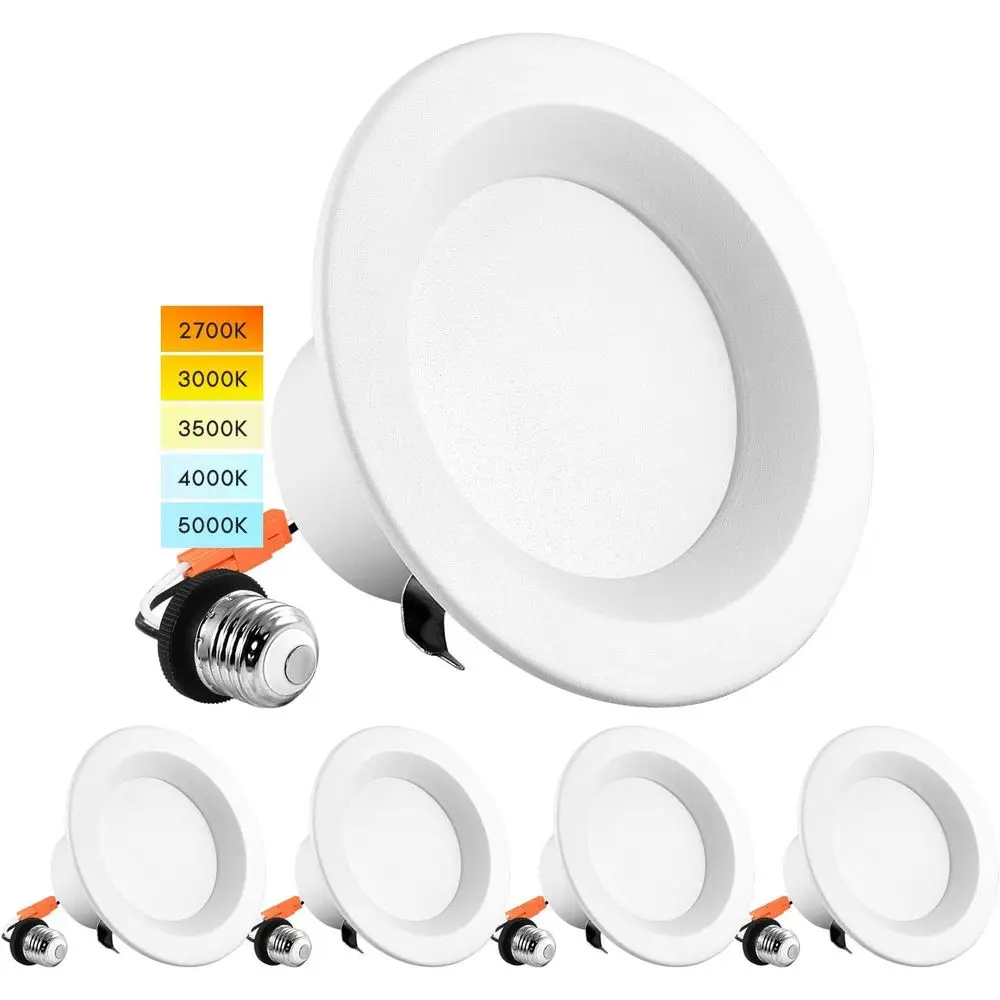 

4 Inch LED Reced Can Lights, 10W=60W, CCT Color Selectable 2700K | 3000K | 3500K | 4000K | 5000K, Dimmable Retroit Downlights, 7