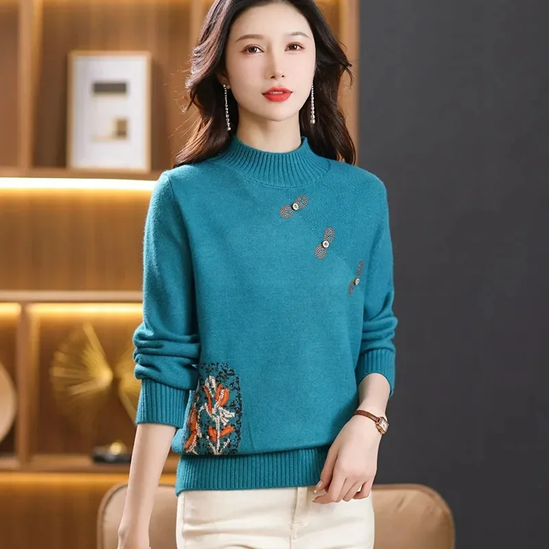 Turtleneck Sweater Women Fashion 2024 New Stretch Tops Women Knitted Pullovers Long Sleeve Bottoming Knitted Sweater