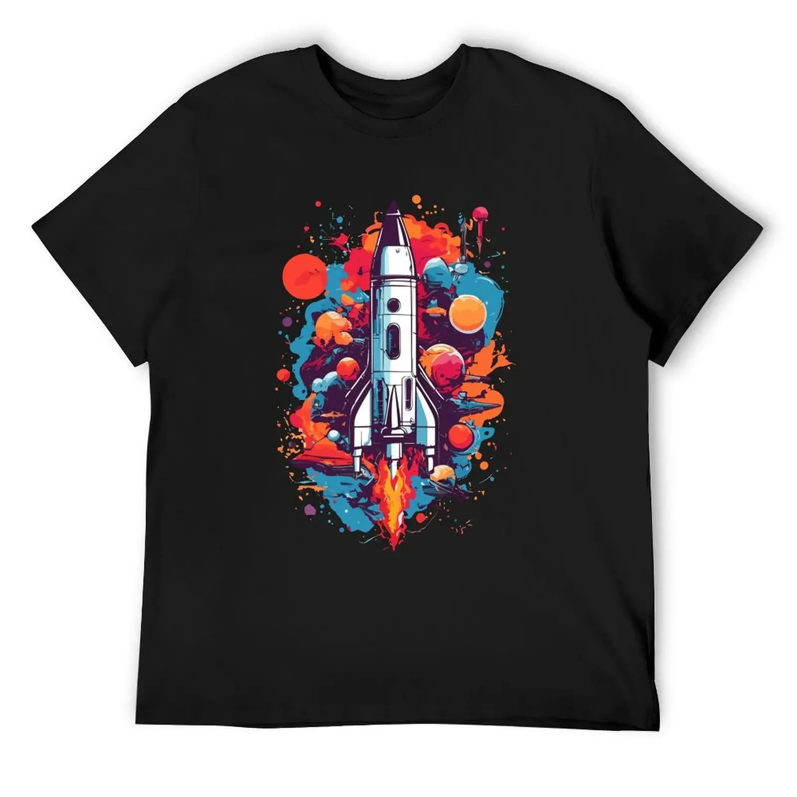 

Colorful Rocket T-Shirt Blouse hippie clothes street wear sports fans mens white t shirts