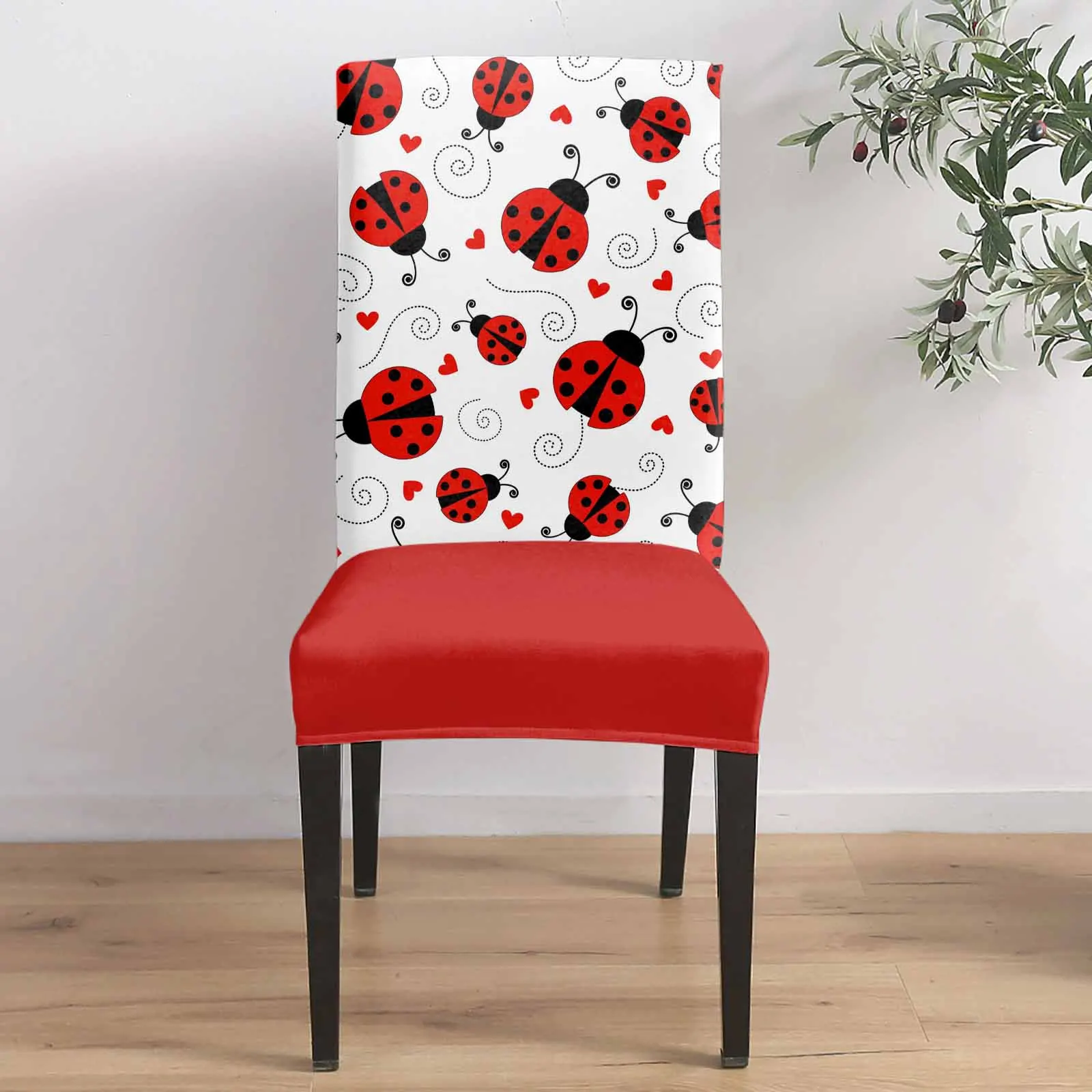 

Country Ladybug Love Art 4/6/8 шт. эластичный чехол на стул из спандекса для свадебного отеля, банкета, столовой