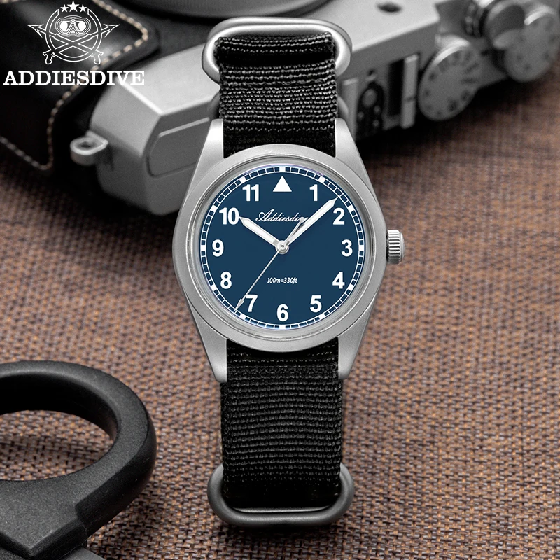 

ADDIESDIVE Retro 36mm Luxury Men Watch New AD2079 Bubble Glass Luminous 100m Waterproof Stainless Steel Dress Quartz Wristwatch