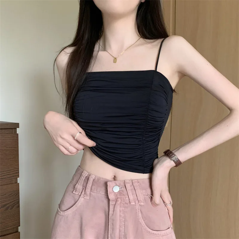 トップス レディース セクシー シャツ ノースリーブ チューブトップ ガールズトップス サスペンダー付き レディース ホワイト キャミソール パッド入りブラ 女性服 コルセットトップ