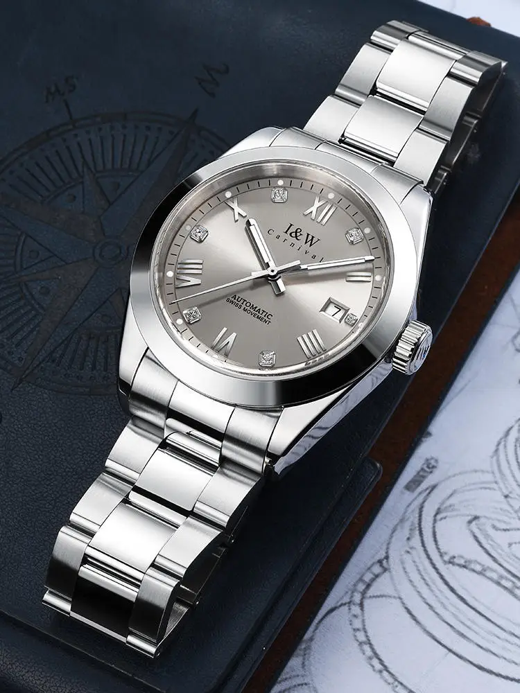 Luxury Brand I&W CARNIVAL Switzerland Import 26 Jewels Automatic Mechanical Men's Watches Sapphire 100 M Waterproof Clock 788G