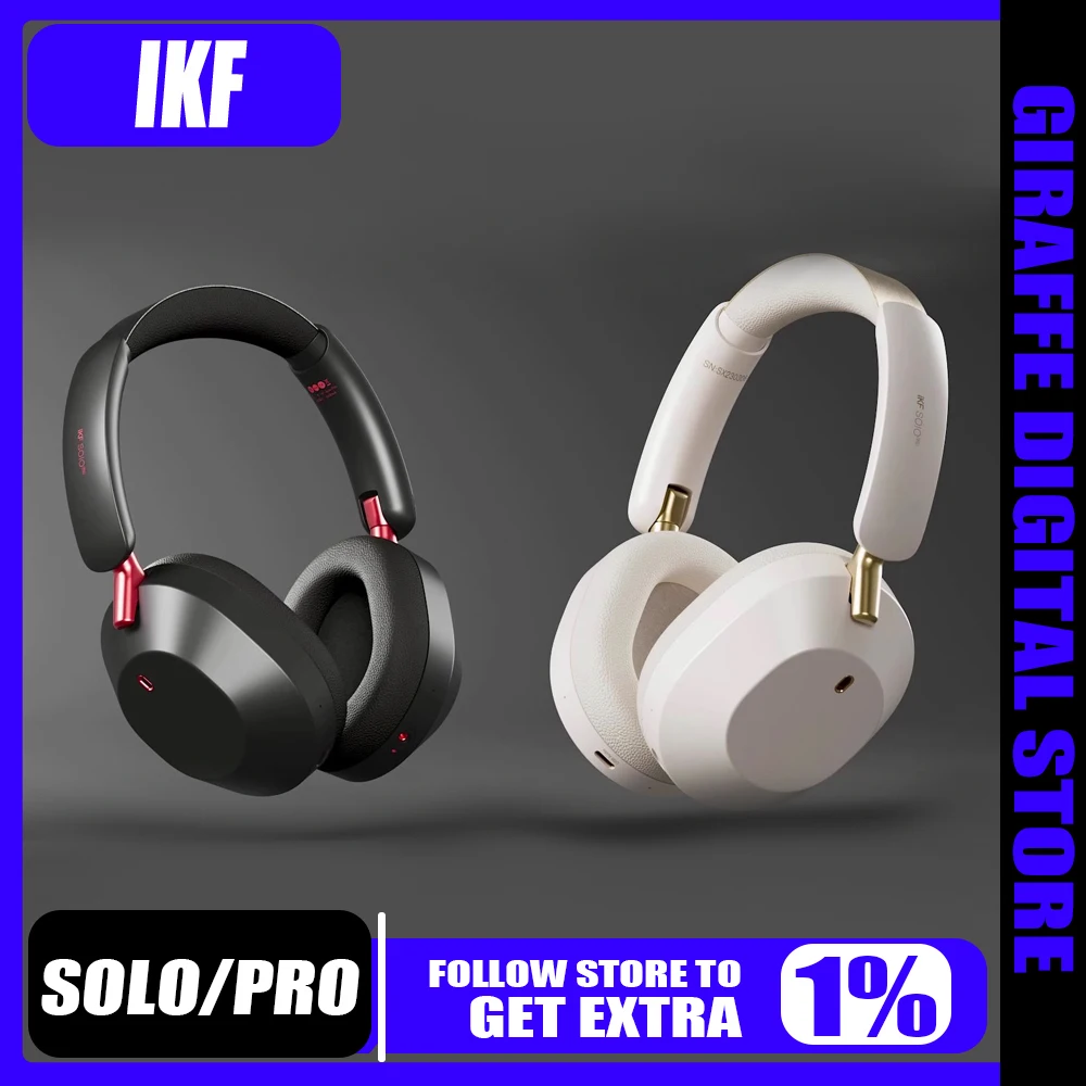 IKF Solo Pro Wireless Bluetooth 6.0 Headphone Smart Stereo ANC Sport Portable Headsets Noise Reduction Custom Light Weight Gift