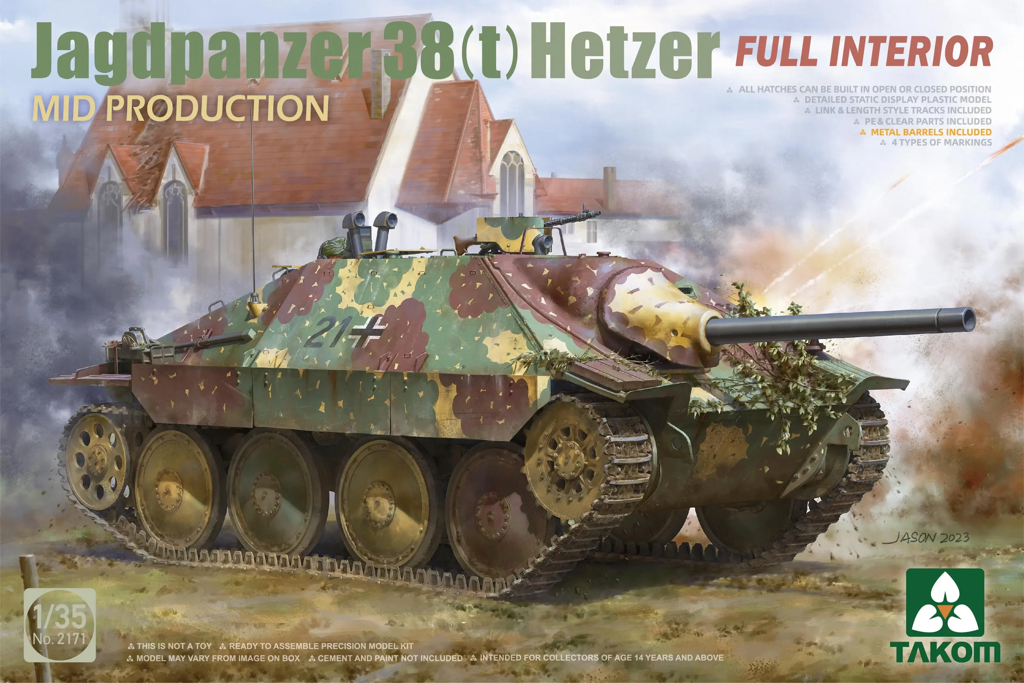 TAKOM 2171 1/35 Scale Jagdpanzer 38(t) Hetzer Mid Production w/Full Interion Model