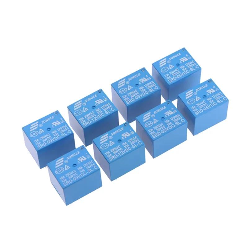 5Pcs Relays SRD-03VDC-SL-C SRD-05VDC-SL-C SRD-12VDC-SL-A SRD-09VDC-SL-A SRD-12VDC  3V 5V 6V 9V 12V 24V 48V 10A 250VAC 5PIN 4PIN