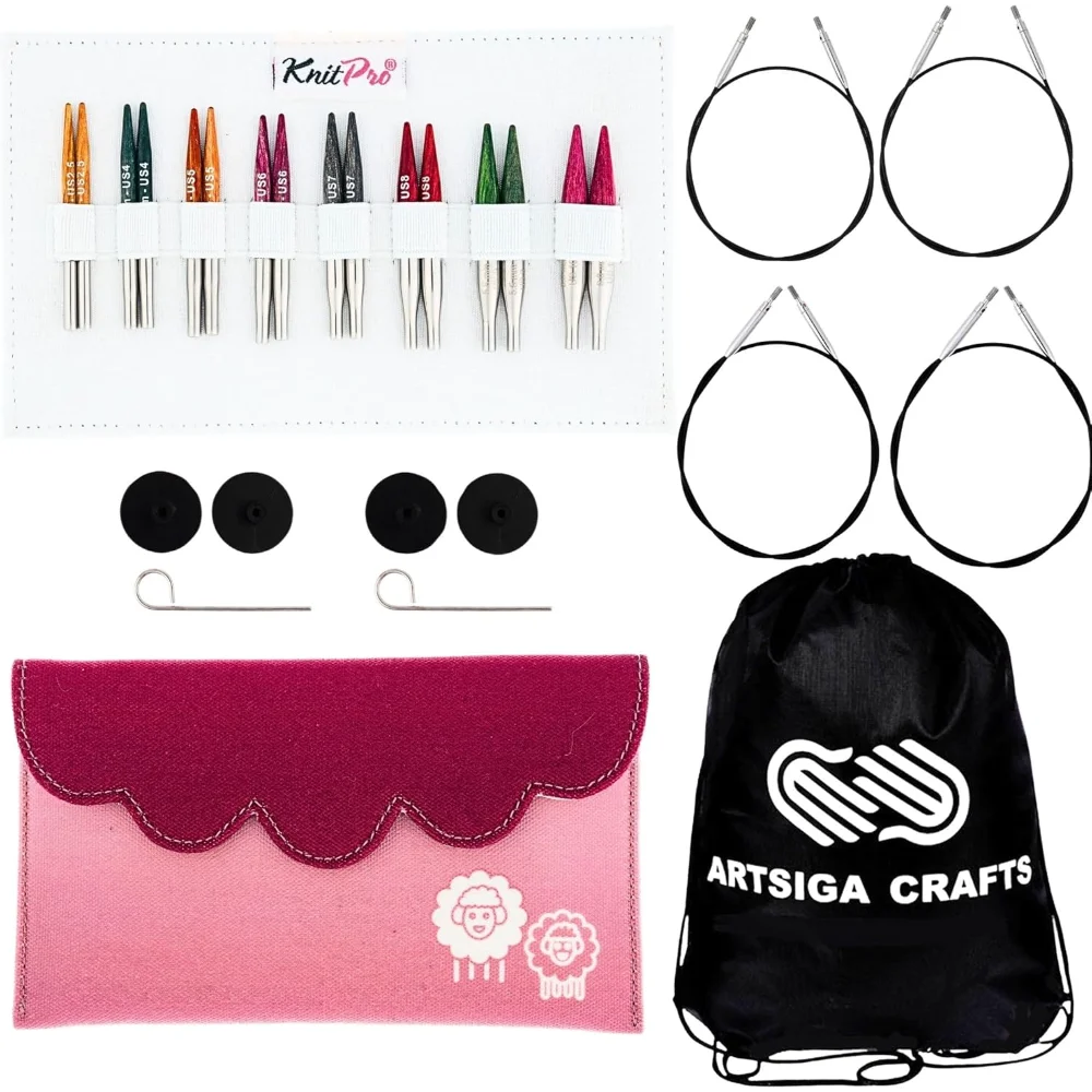 

Мини-2" набор сменных круглых игл с футляром и аксессуарами